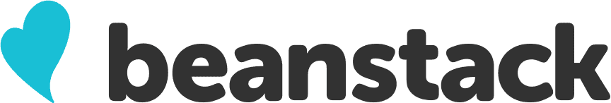 Beanstack logo with a blue heart shape on the left and the word beanstack in bold, black lowercase letters to the right.
